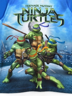 Erkek Çocuk Ninja Kaplumbağalar 3D Baskılı Kısa Kollu Yazlık T-Shirt Mavi