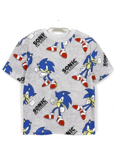 3D Kirpi Sonic Baskılı Erkek Çocuk Gri Renk Tişört