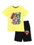 Brawl Stars Leon Karakteri Baskılı Erkek Çocuk Kapri T-shirt Takım 4 - 7 Yaş Sarı Siyah