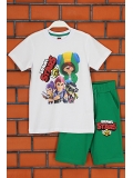 Brawl Stars Karakterleri Baskılı Yazlık T-shirt Kapri Takım Beyaz Yeşil