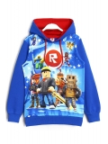 Erkek Çocuk Kapüşonlu Roblox Oyun Karakterleri Baskılı Sweatshirt, Saks.