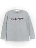 Kız Çocuk Minecraft Payetli Mevsimlik Sweatshirt. Gri Renk.