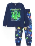 3D Minecraft Baskılı Erkek Çocuk Pijama Takımı Lacivert
