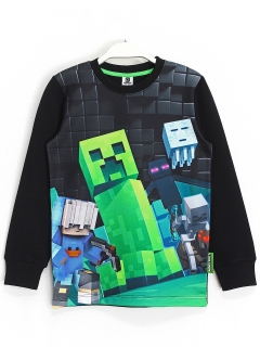 Minecraft Erkek Çocuk 3D Baskılı Sweatshirt. Siyah Renk.
