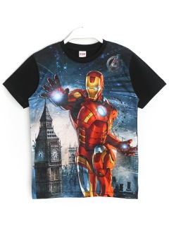 3D Erkek Çocuk Iron Man Demir Adam Baskılı T-Shirt, Siyah Renk.
