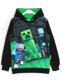 3D Minecraft Baskılı Uzun Kollu 3 İp Erkek Çocuk Sweatshirt Hoodie