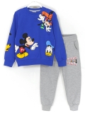 Mickey Mouse Pluto Baskılı Erkek Çocuk Eşofman Takımı 3-9 Yaş Saks Gri