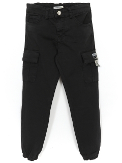 Kargo Cep Gabardin Erkek Çocuk Pantolon Siyah