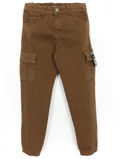 Kargo Cep Gabardin Erkek Çocuk Jogger Pantolon Kahverengi