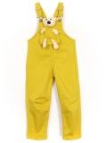 Ayıcık Aksesuarlı Kısa Paça Unisex Bebek Çocuk Salopet Sarı