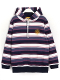 Çizgili Nakış Detaylı Kapüşonlu Erkek Çocuk Sweatshirt
