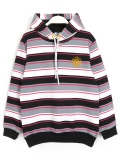 Çizgili Nakış Detaylı Kapüşonlu Erkek Çocuk Sweatshirt