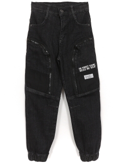 Fermuarlı Cep Detaylı Jogger Erkek Çocuk Denim Jean Pantolon Siyah