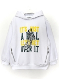 Fermuarlı Cep Detaylı Kapüşonlu Unisex Çocuk Sweatshirt Beyaz