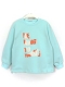 Kabartma Slogan Baskılı Kız Çocuk Sweatshirt Mint