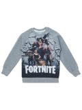 Fortnite Oyun Görseli Baskılı Mevsimlik Uzun Kollu Erkek Çocuk Sweatshirt Gri