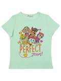 Paw Patrol Perfect Team Slogan Baskılı Kız Bebek T-shirt Yeşil