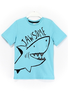 Köpek Balığı Jawsome Baskılı Erkek Çocuk T-Shirt Turkuaz