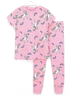 Unicorn Desenli Kız Bebek Pijama Takımı Pembe
